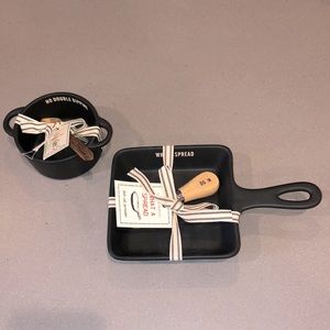 Two dip servers with utensils